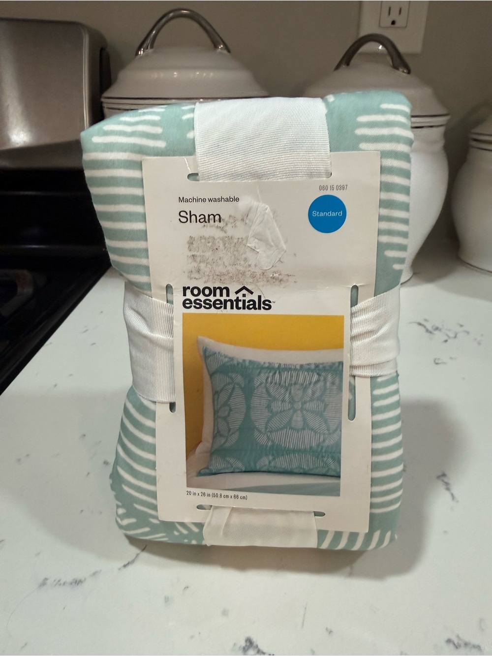 Room Essentials Aqua and White Patterned Pillow Sham